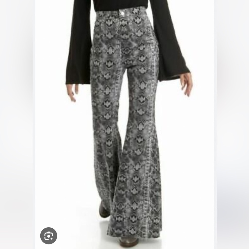 Free People Just Float On Flare Pants in Snakeskin Pattern